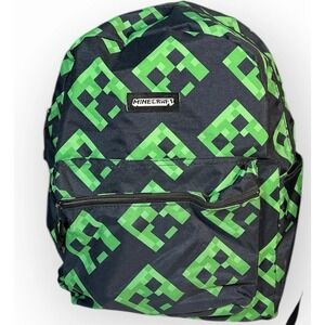 Minecraft Creeper School Backpack Book Bag 17" Green & Black‎ School Bag
